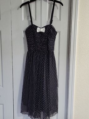 ModCloth Black & White Polka-Dot Dress W/ Bowtie